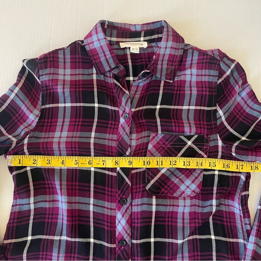 beachlunchlounge Pink and Blue Plaid Button Down Shirt Long Sleeve Cabincore - Picture 7 of 9